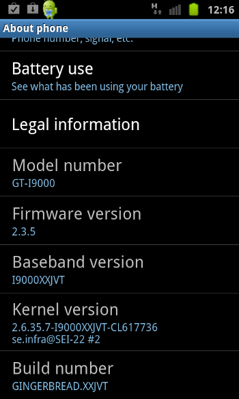 Android 2.3.5- Galaxy S