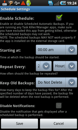 SMS Backup Schedule