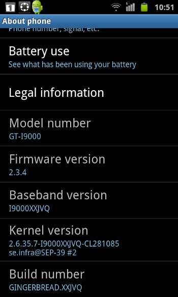 Galaxy S - Android 2.3.4