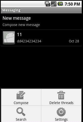 Android 2.0 - Messaging Menu