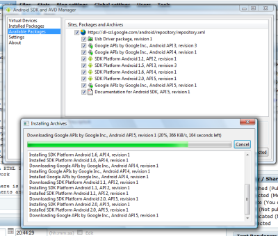 Android SDK Manager - Update Components