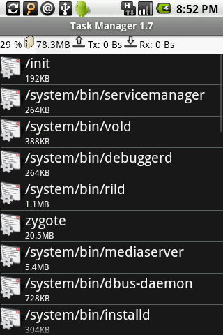 Android Process Manager - Task View