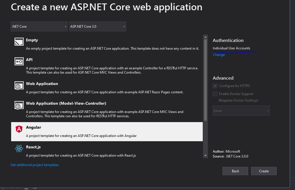 Authentication for Angular .Net Core Project